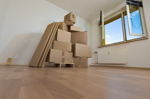 Packed boxes and suitcases for student storage in Wembley